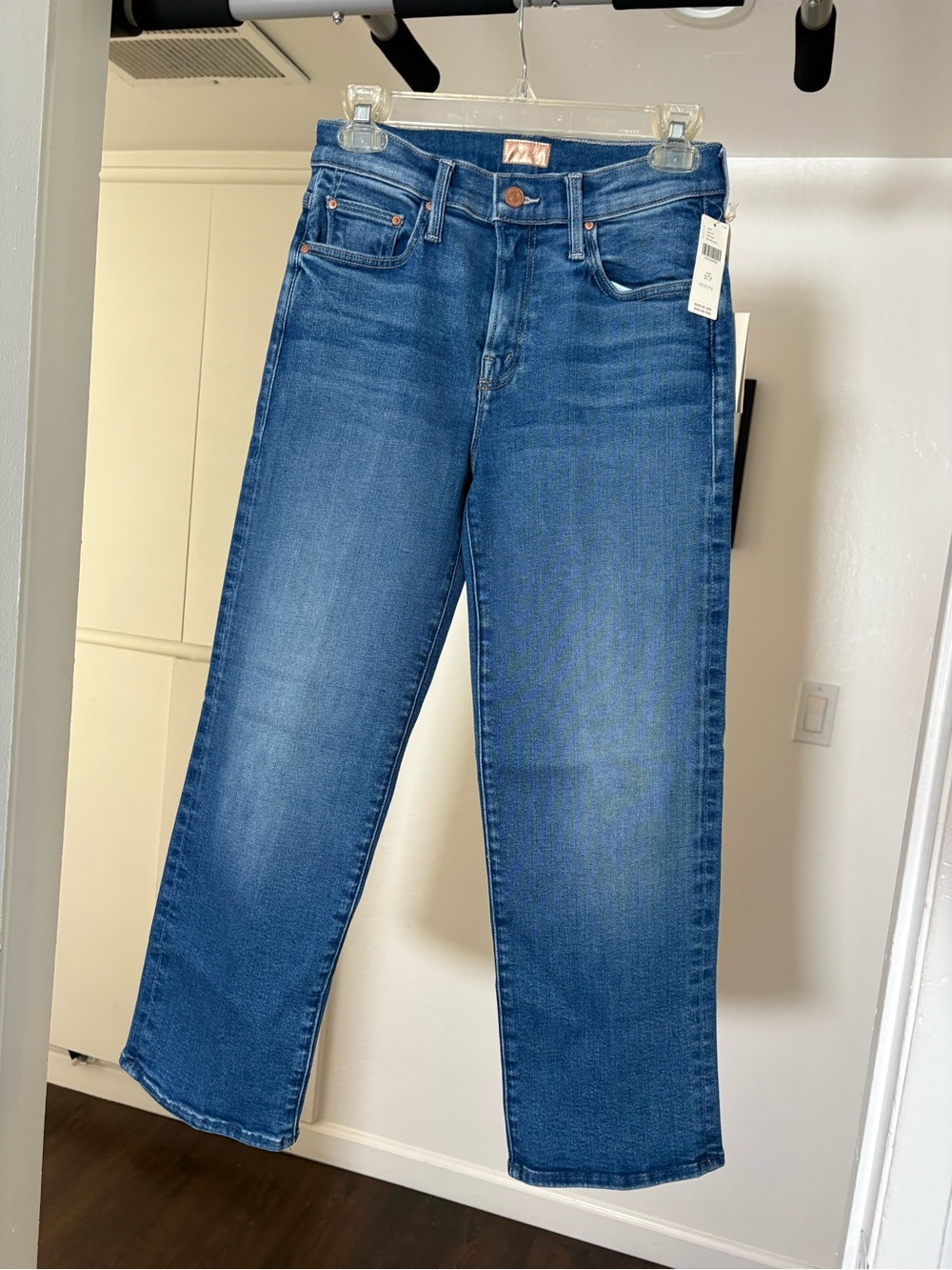 MOTHER Straight Leg Jeans in Medium Blue Wash